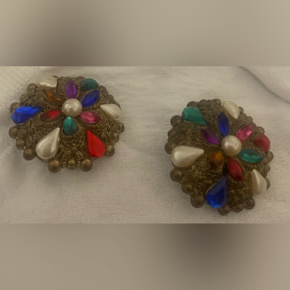 Vintage Multicolor maximalist clip on 80’s Earrings